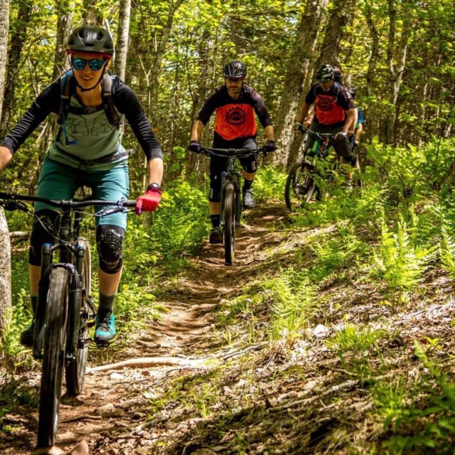 Sam leading the charge down Keppoch Mountain.