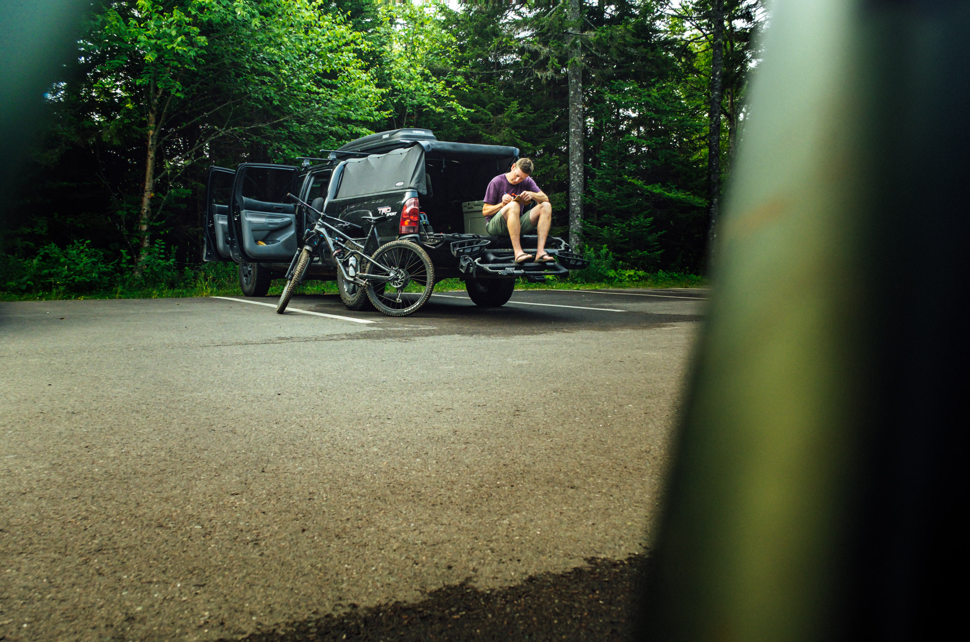 Chuck Sutton taking notes after our ride on the Goose River trail.