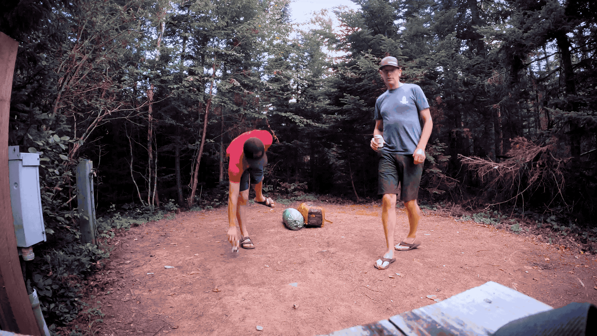 Setting up camp in the Northumberland Campground, PE. 