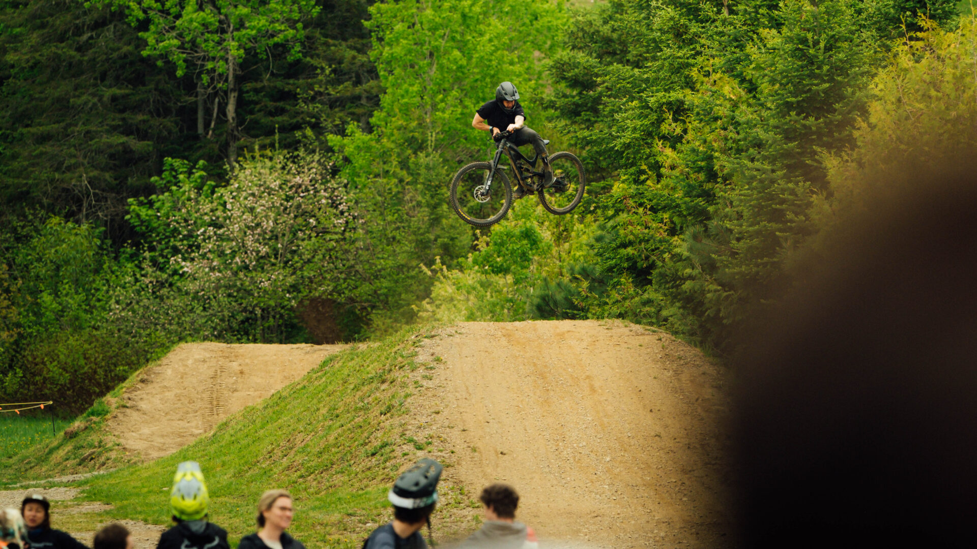 Devon White sending it at the Mountain Bike Atlantic Festival at Sugarloaf Bike Park in New Brunswick