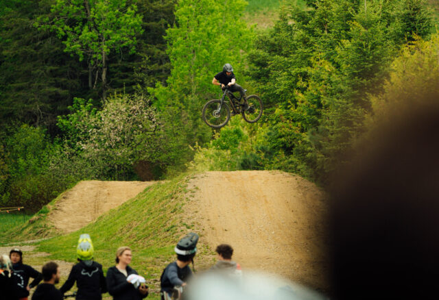 Devon White sending it at the Mountain Bike Atlantic Festival at Sugarloaf Bike Park in New Brunswick